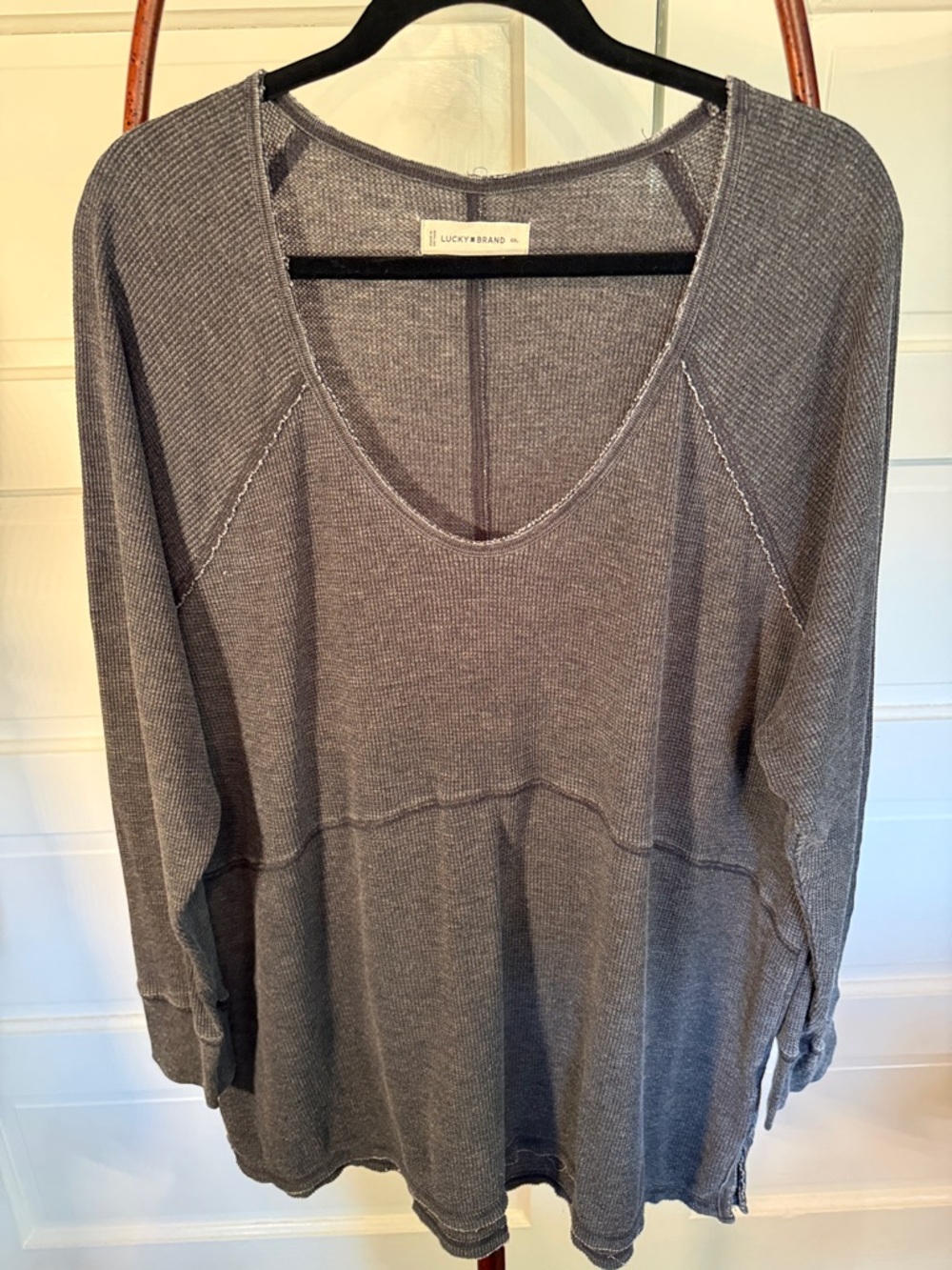 XXL thermal oversized thermal waffle knit lucky brand coastal tunic top - Picture 7 of 10